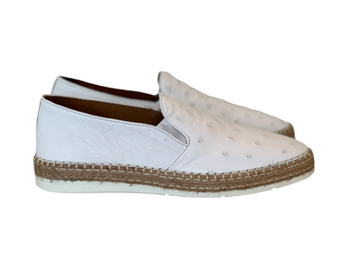 P012 San Remo Genuine Ostrich Sport Loafer- White