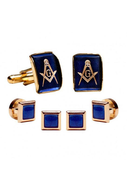 Sapphire Mason Insignia Studs and Cufflinks Set by Pioneerin