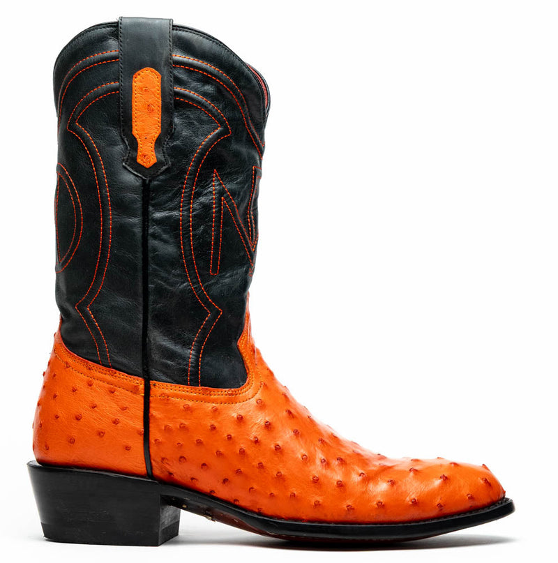 Marco Di Milano Savannah Orange Ostrich Quill Round Toe Cowboy Boots