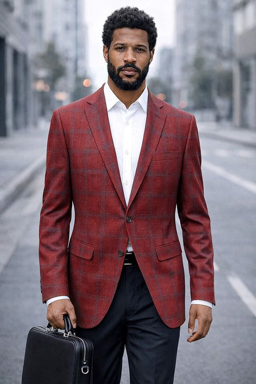 Burgundy Blazer Mens Sport Coat
