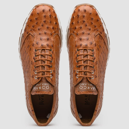 Marco Di Milano Scanno Cognac Ostrich Quill Sneakers 