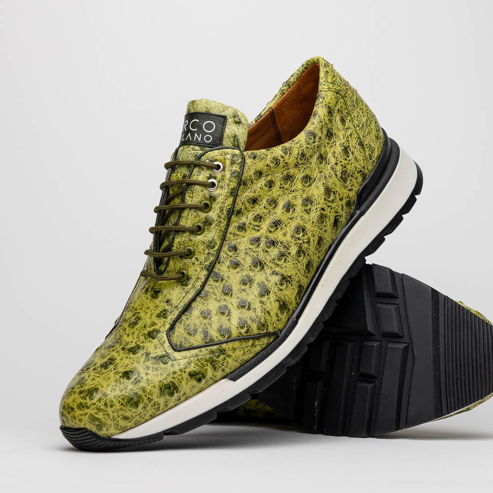 Marco Di Milano Scanno Green Ostrich Quill Sneakers