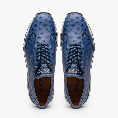 Marco Di Milano Scanno Navy Ostrich Quill Sneakers