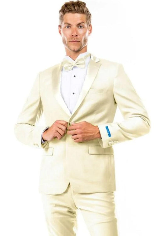Sean Alexander Men's Ivory 2-Btn Slim Fit Tuxedo for Wedding & Prom - Elegant Mensattire