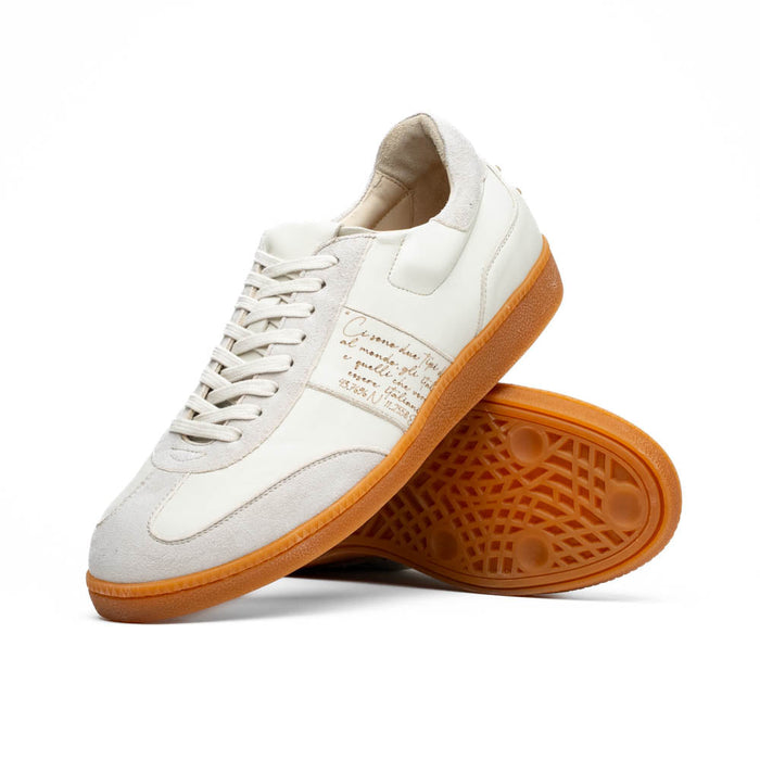 Zelli Shizzo Signature Sneaker in White Calfskin and Suede