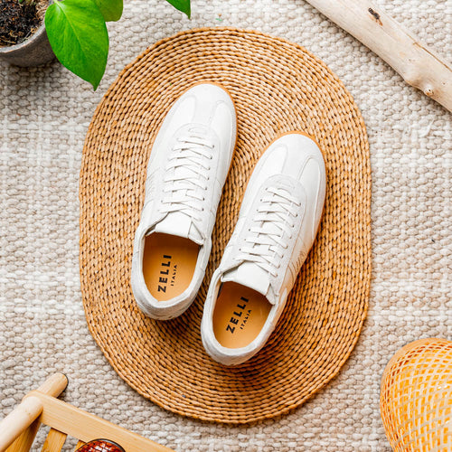 Zelli Shizzo Signature Sneaker in White Calfskin and Suede