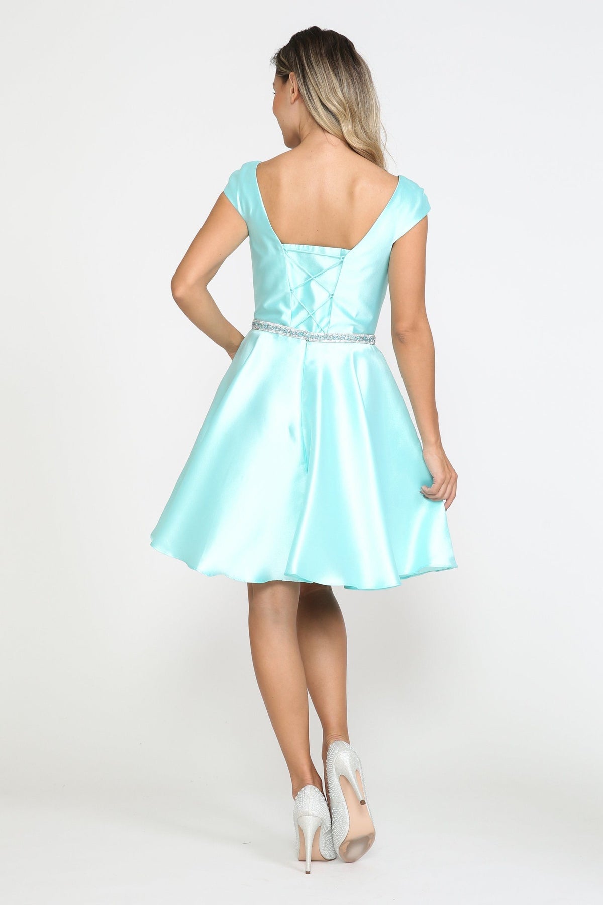 Poly USA 8416 Short Cap Sleeve Mikado Dress