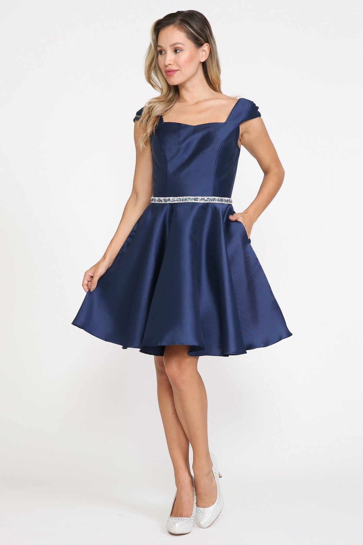 Poly USA 8416 Short Cap Sleeve Mikado Dress