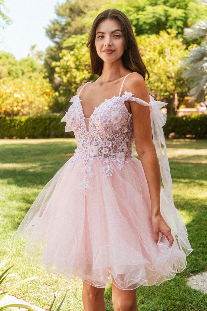 Short Cold Shoulder Bow Dress by Elizabeth KGS3513
