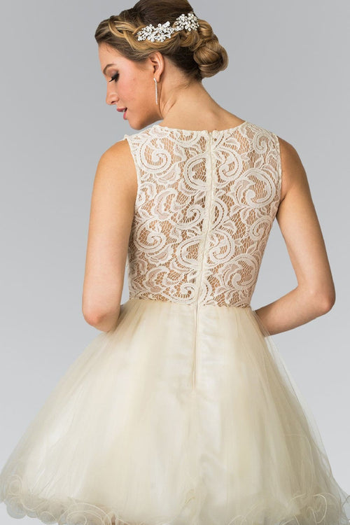 Short Lace Bodice Dress by Elizabeth KGS1427