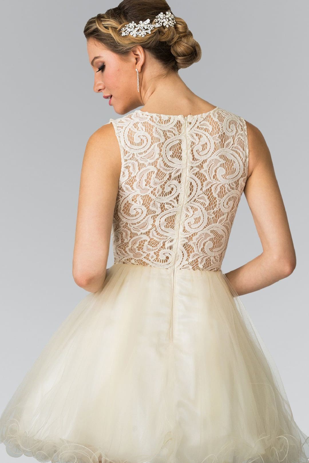 Short Lace Bodice Dress by Elizabeth KGS1427