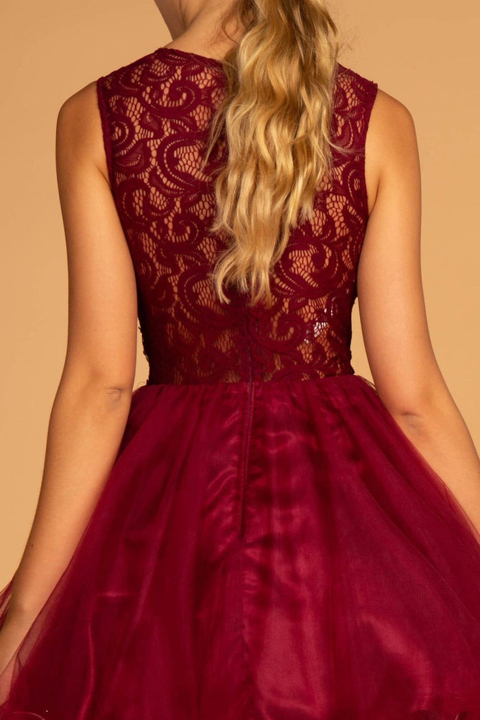 Short Lace Bodice Dress by Elizabeth KGS1427