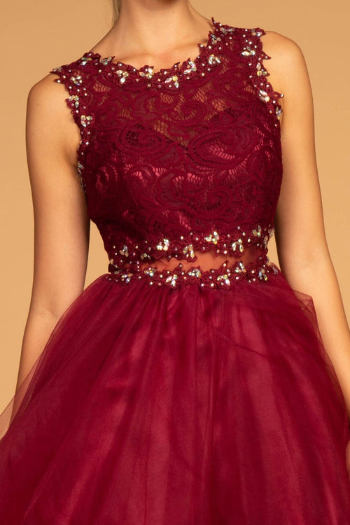 Short Lace Bodice Dress by Elizabeth KGS1427