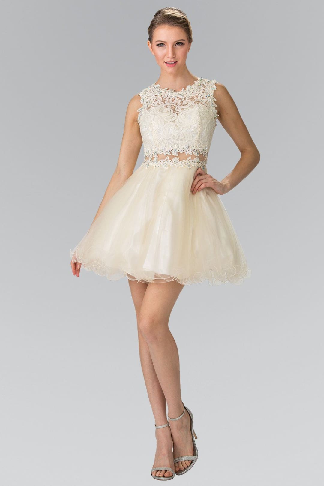 Short Lace Bodice Dress by Elizabeth KGS1427