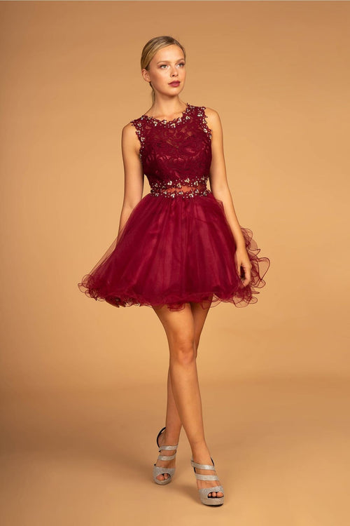 Short Lace Bodice Dress by Elizabeth KGS1427