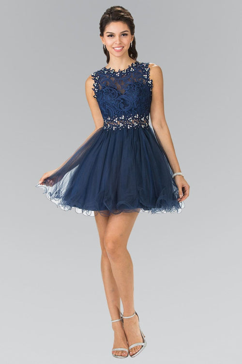 Short Lace Bodice Dress by Elizabeth KGS1427