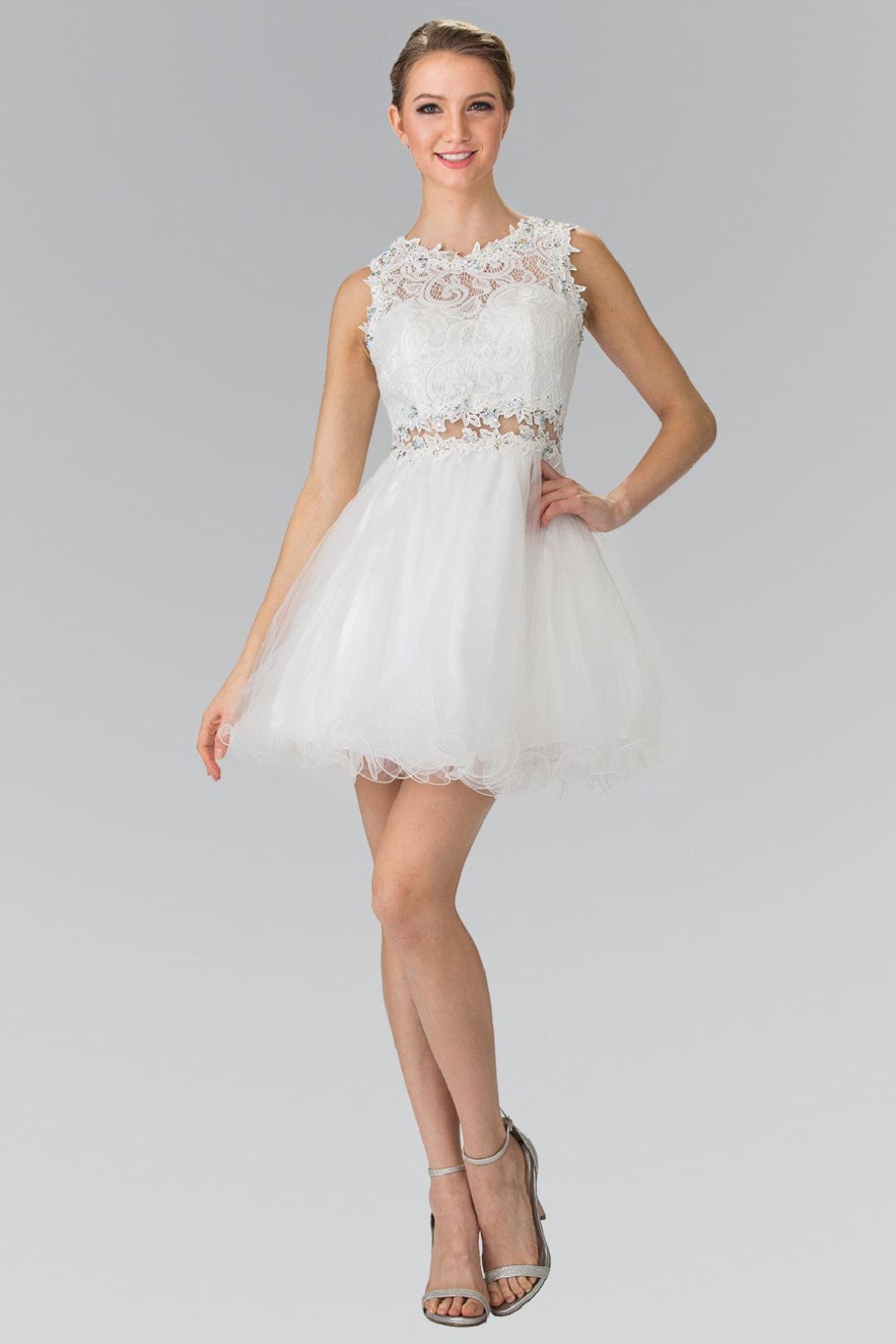 Short Lace Bodice Dress by Elizabeth KGS1427