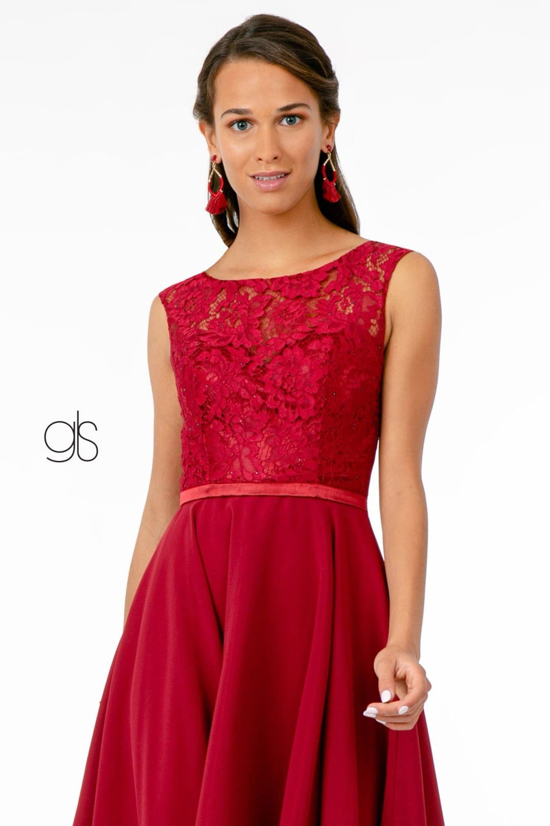 Short Lace Bodice Corset Back Dress by Elizabeth KGS2807