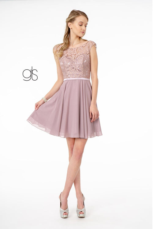 Short Lace Bodice Corset Back Dress by Elizabeth KGS2807