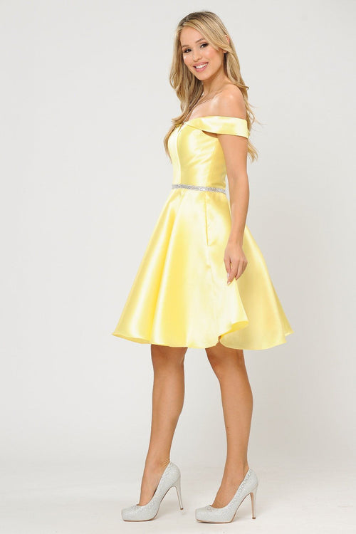 Poly USA 7948 Short Off Shoulder Mikado Dress