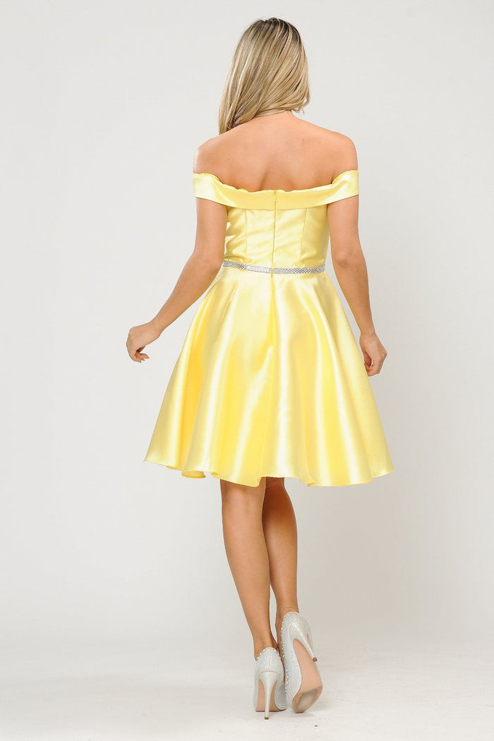 Poly USA 7948 Short Off Shoulder Mikado Dress