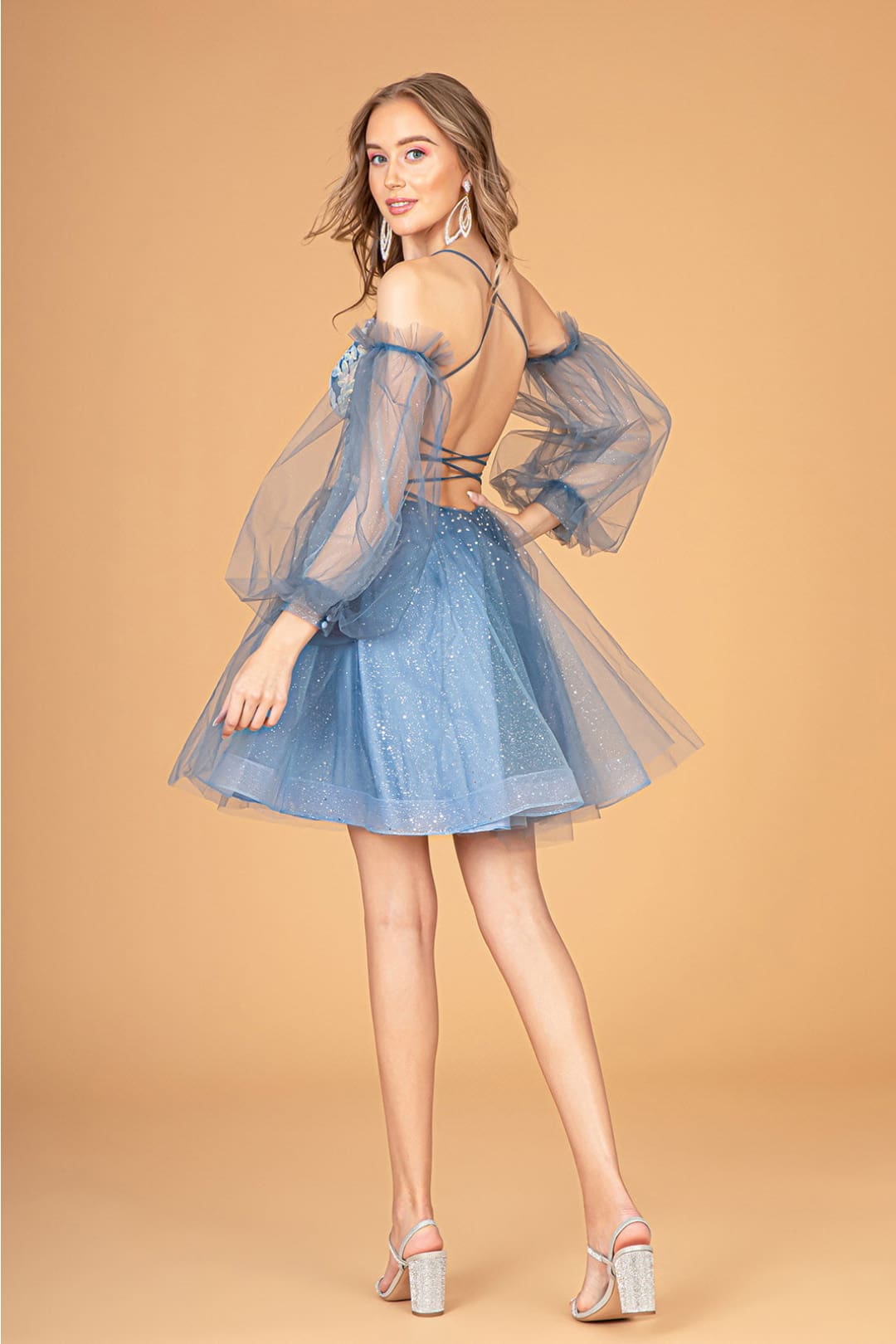 Short Puff Sleeve Dress by Elizabeth KGS3095