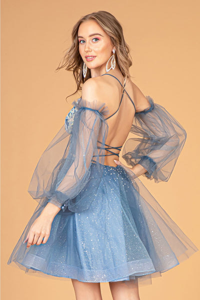Short Puff Sleeve Dress by Elizabeth KGS3095