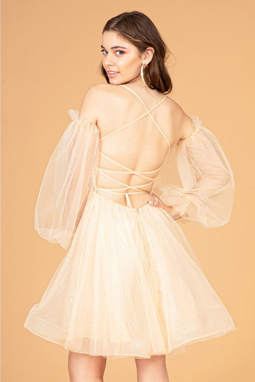 Short Puff Sleeve Dress by Elizabeth KGS3095