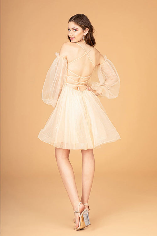 Short Puff Sleeve Dress by Elizabeth KGS3095