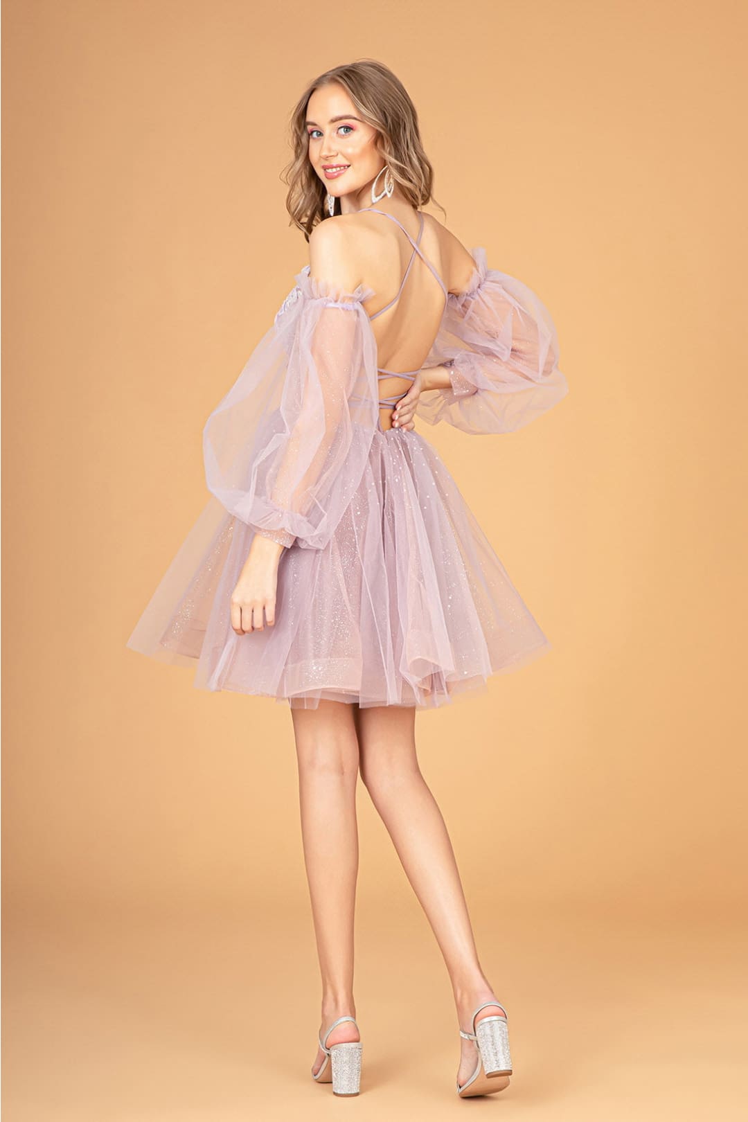 Short Puff Sleeve Dress by Elizabeth KGS3095