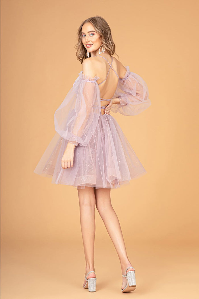 Short Puff Sleeve Dress by Elizabeth KGS3095