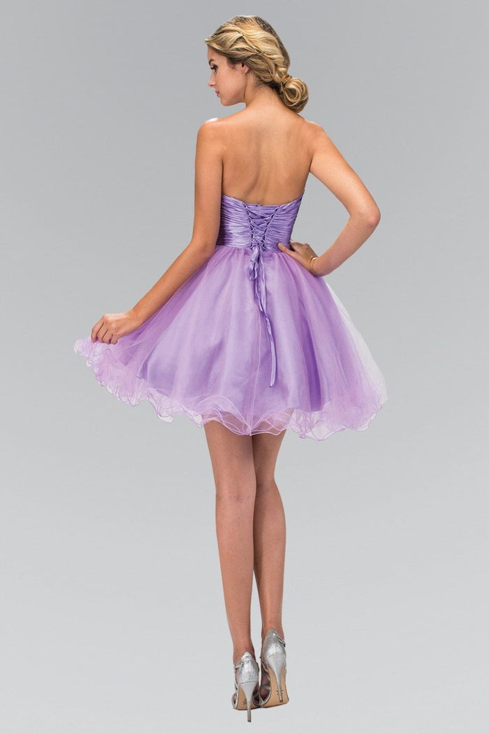 Short Ruffled Pleated Waist Dress by Elizabeth KGS1350