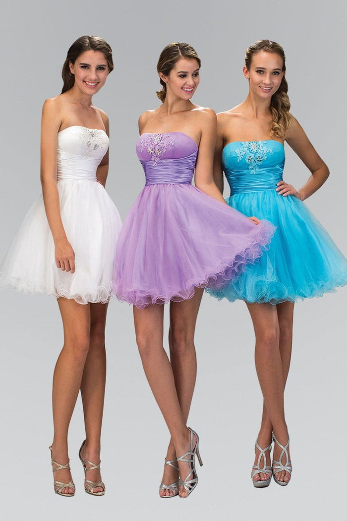 Short Ruffled Pleated Waist Dress by Elizabeth KGS1350
