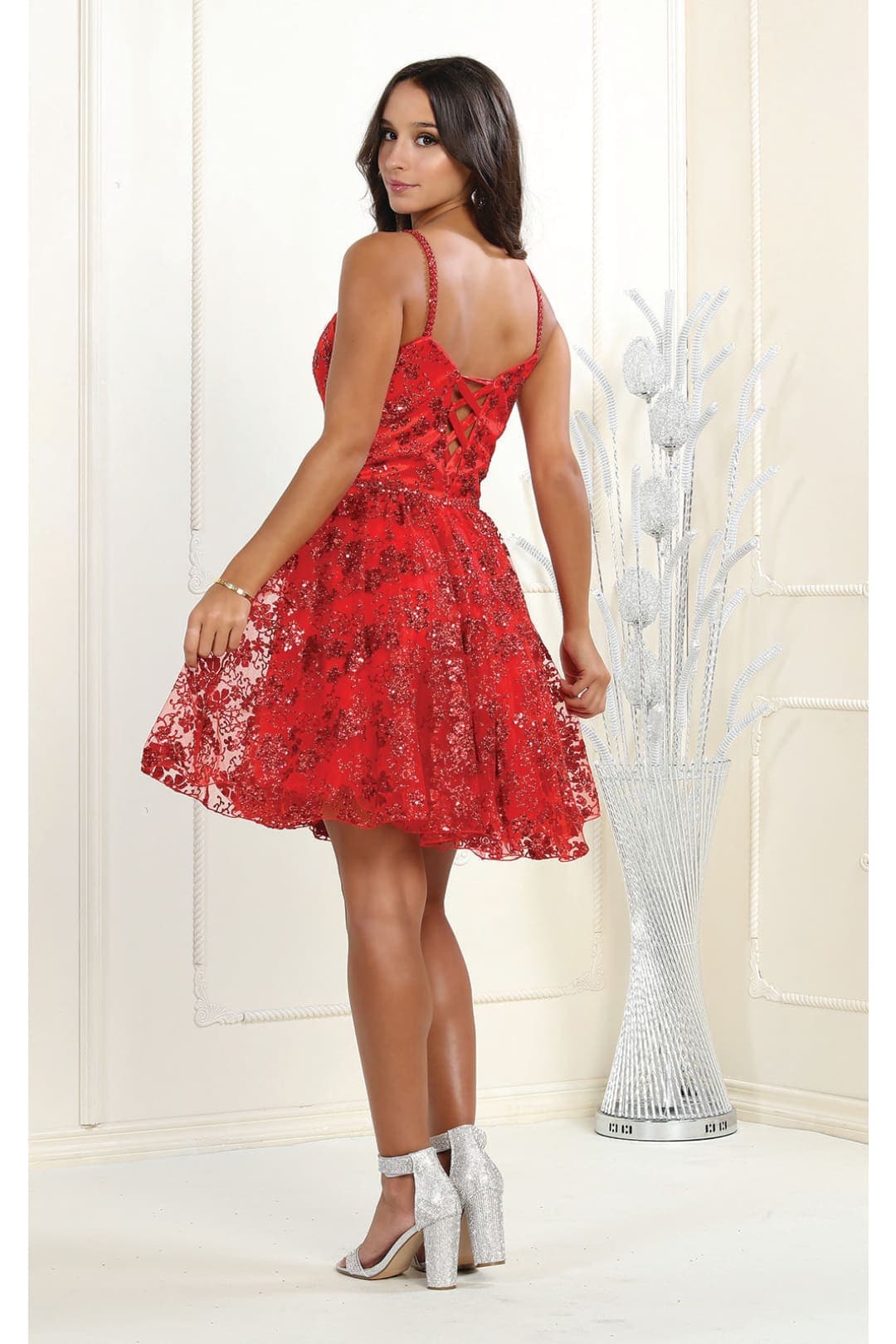 Short Spaghetti Strap Sequin Dress