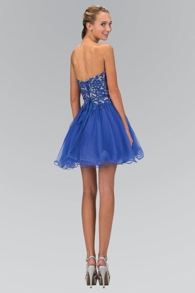 Short Strapless Lace Bodice Dress by Elizabeth KGS1110