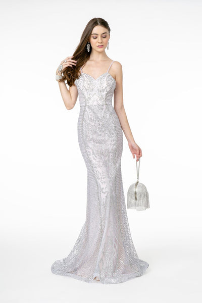 Silver Prom Dress Open Back Spaghetti Straps Special Occasion Dress