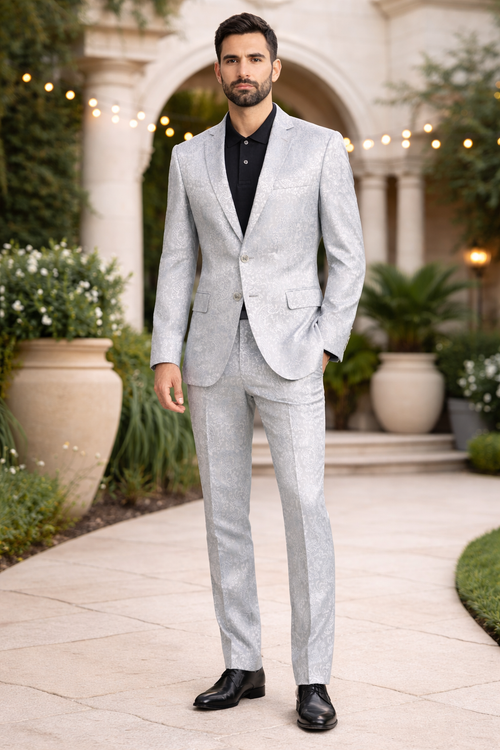 Silver Prom Suit - Platinum Color With Stage Suit MEN'S SLIM FIT SHINY Silver Prom Suit - Platinum Color With Stage Suit MEN'S SLIM FIT SHINY