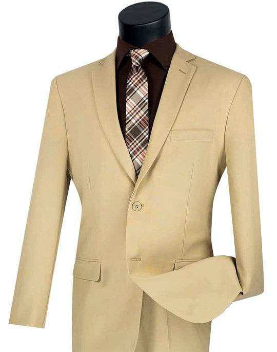 Slim Fit 2 Piece Suit, Beige by Vinci