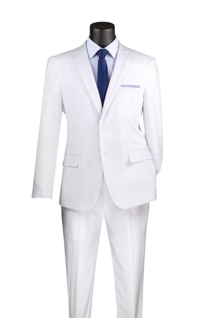 Slim Fit 2 Piece Suit, White by Vinci