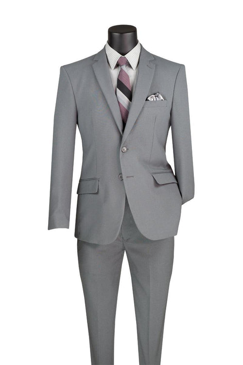 Slim Fit Suit 2 Piece Color Grey by Vinci