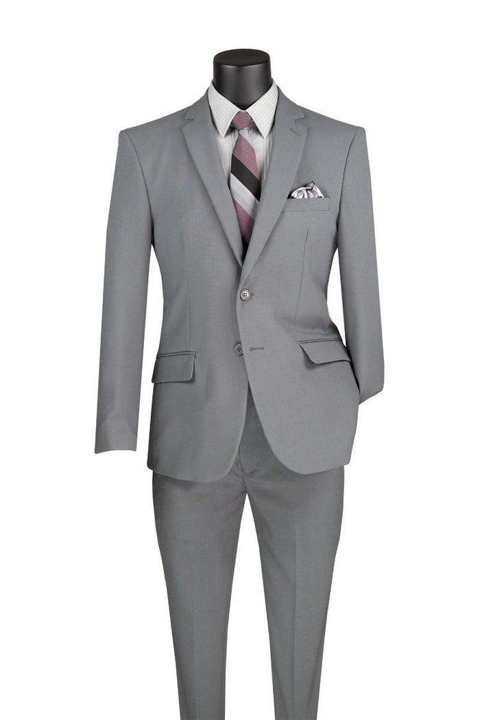 Slim Fit Suit 2 Piece Color Grey by Vinci