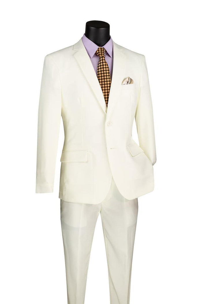 Slim Fit Suit 2 Piece Color Ivory by Vinci