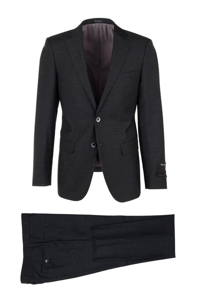 Tiglio Italian Suit - Real Wool Fabric Super 150's Porto Slim Fit Suit, Pure Wool Suit in Color Black