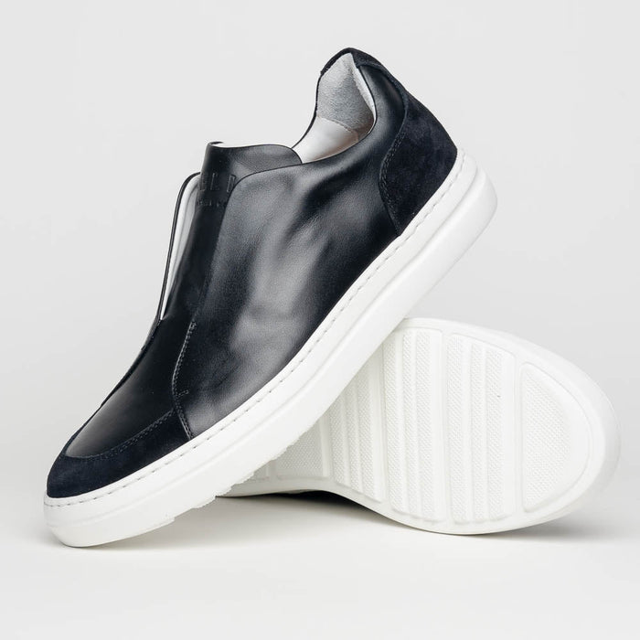 Zelli Spettacolare Calfskin & Suede Slip-On Sneakers in Black