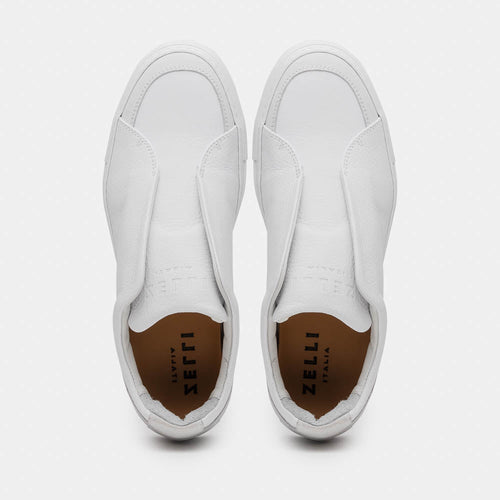 Zelli Spettacolare Pebble Grain Slip On Sneakers White (65-225-WHT)