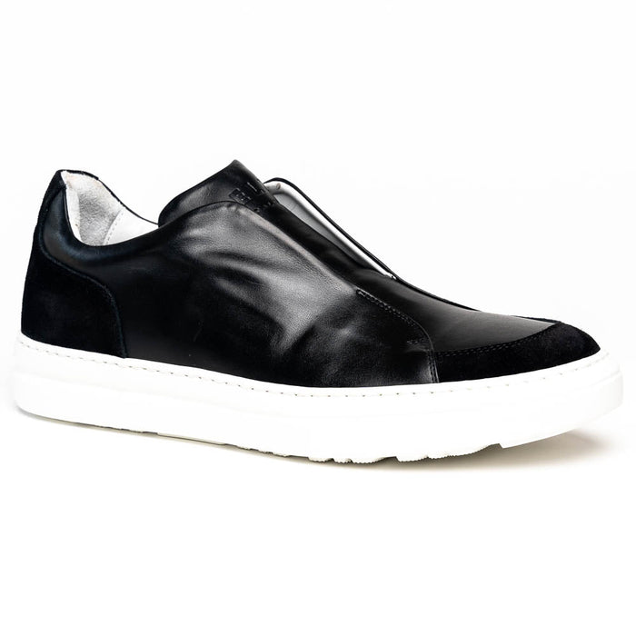 Zelli Spettacolare Calfskin & Suede Slip-On Sneakers in Black