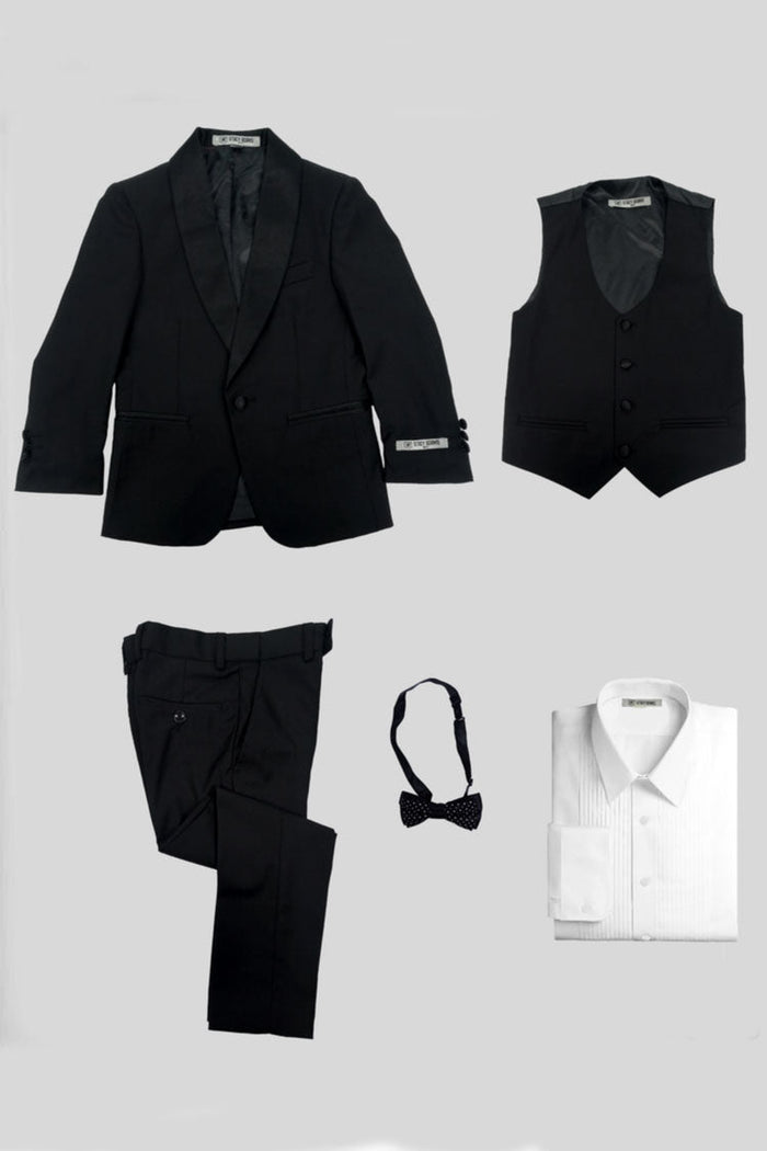 Hampton Stacy Adams Kids Black Tuxedo (5-Piece Set)