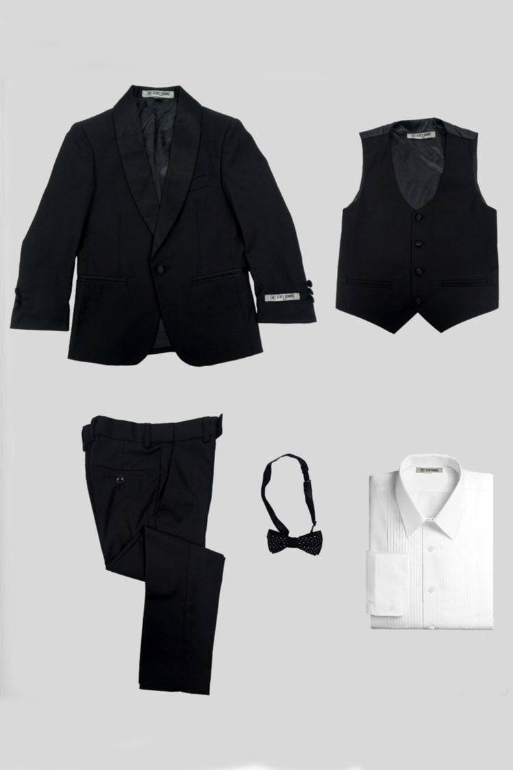 Hampton Stacy Adams Kids Black Tuxedo (5-Piece Set)