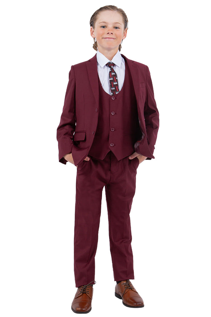 Huntington Stacy Adams Kids Burgundy Suit (5-Piece Set) by Stacy Adams