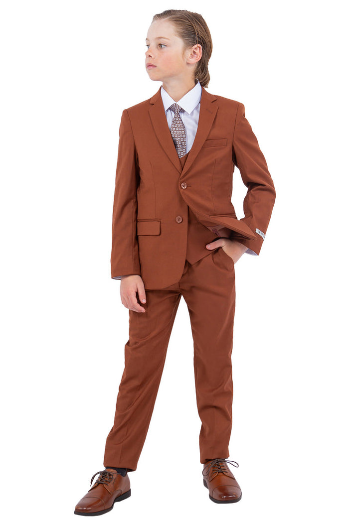 Huntington Stacy Adams Kids Brown Suit (5-Piece Set)